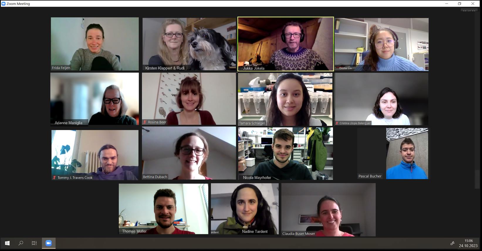 Snapshop of a Zoom Meeting of the Aquatic Ecology Group in October 2023