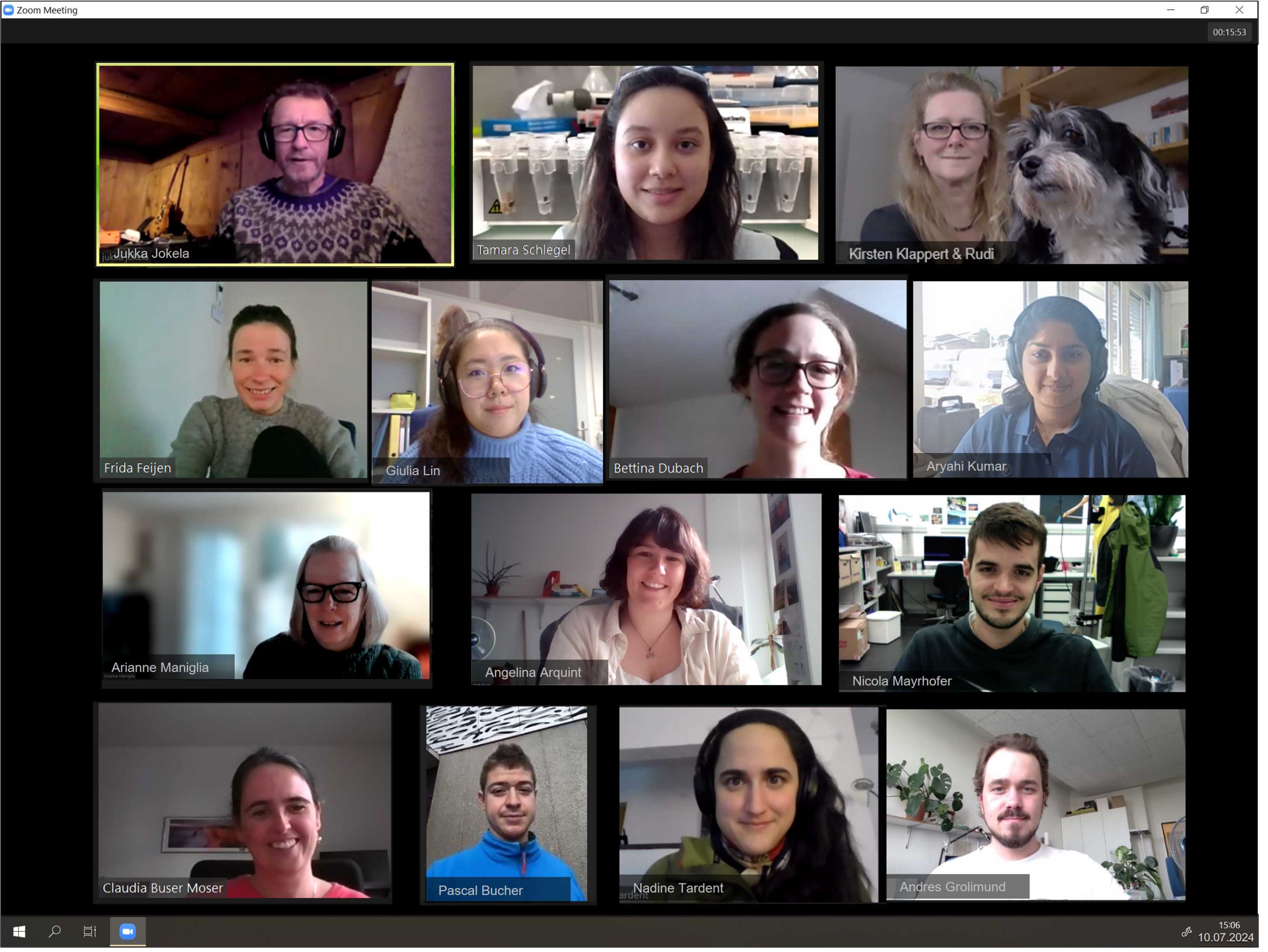 Snapshop of a Zoom Meeting of the Aquatic Ecology Group March 2025